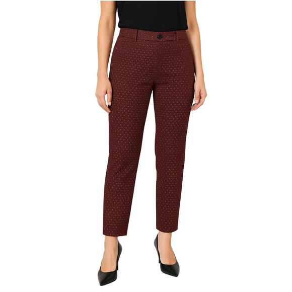 Banana Republic Maroon Texture Panra Straight Leg Dress Pants Size 0 - Picture 1 of 5